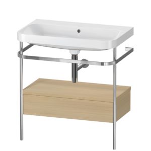 Duravit Happy D.2 Plus Möbelwaschtisch-Kombination HP4842N7171 77,5 x 49 cm, ohne Hahnloch, mediterrane Eiche, mit Metallkonsole