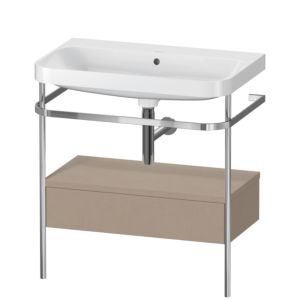 Duravit Happy D.2 Plus furniture washbasin combination HP4842N7575 77.5 x 49 cm, without tap hole, linen, with metal console