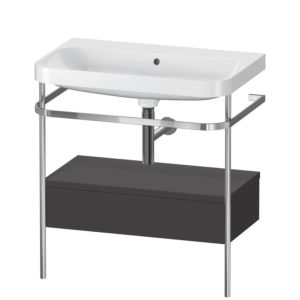 Duravit Happy D.2 Plus furniture washbasin combination HP4842N8080 77.5 x 49 cm, without tap hole, graphite super matt, with metal console