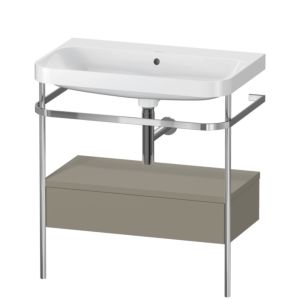 Duravit Happy D.2 Plus furniture washbasin combination HP4842N9292 77.5 x 49 cm, without tap hole, stone gray satin finish, with metal console