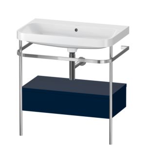 Duravit Happy D.2 Plus furniture washbasin combination HP4842N9898 77.5 x 49 cm, without tap hole, midnight blue satin finish, with metal console