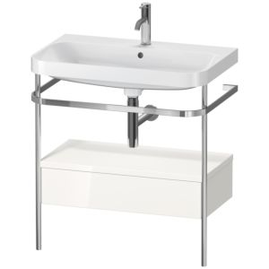 Duravit Happy D.2 Plus furniture washbasin combination HP4842O2222 77.5 x 49 cm, 1 tap hole, white high gloss, with metal console