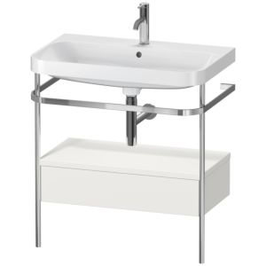 Duravit Happy D.2 Plus Möbelwaschtisch-Kombination HP4842O3939 77,5 x 49 cm, 1 Hahnloch, nordic weiß seidenmatt, mit Metallkonsole