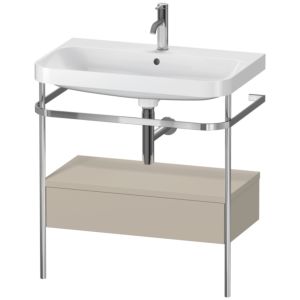 Duravit Happy D.2 Plus furniture washbasin combination HP4842O6060 77.5 x 49 cm, 1 tap hole, taupe satin finish, with metal console