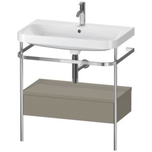 Duravit Happy D.2 Plus Möbelwaschtisch-Kombination HP4842O9292 77,5 x 49 cm, 1 Hahnloch, steingrau seidenmatt, mit Metallkonsole