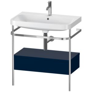 Duravit Happy D.2 Plus furniture washbasin combination HP4842O9898 77.5 x 49 cm, 1 tap hole, midnight blue satin finish, with metal console