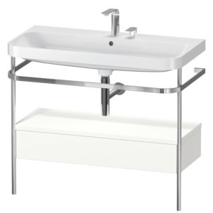 Duravit Happy D.2 Plus Möbelwaschtisch-Kombination HP4843E3636 97,5 x 49 cm, 2 Hahnlöcher, weiß seidenmatt, mit Metallkonsole