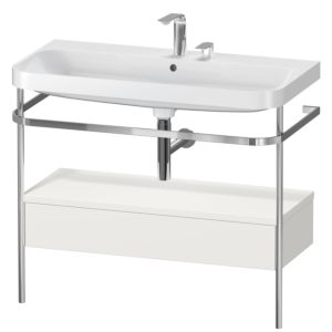 Duravit Happy D.2 Plus furniture washbasin combination HP4843E3939 97.5 x 49 cm, 2 tap holes, nordic white satin finish, with metal console