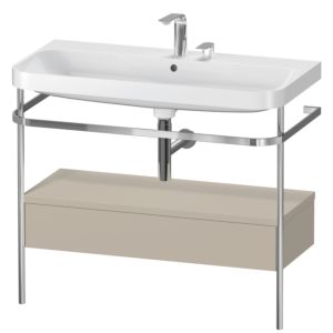 Duravit Happy D.2 Plus Möbelwaschtisch-Kombination HP4843E6060 97,5 x 49 cm, 2 Hahnlöcher, taupe seidenmatt, mit Metallkonsole
