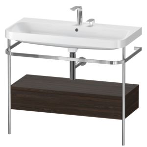 Duravit Happy D.2 Plus Möbelwaschtisch-Kombination HP4843E6969 97,5 x 49 cm, 2 Hahnlöcher, nussbaum gebürstet, mit Metallkonsole