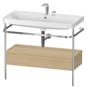 Duravit Happy D.2 Plus combinaison lavabo pour meuble HP4843E7171 97,5 x 49 cm, 2 trous pour robinetterie, chêne méditerranéen, avec console en métal
