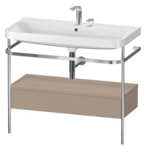 Duravit Happy D.2 Plus Möbelwaschtisch-Kombination HP4843E7575 97,5 x 49 cm, 2 Hahnlöcher, leinen, mit Metallkonsole