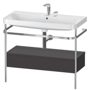 Duravit Happy D.2 Plus Möbelwaschtisch-Kombination HP4843E8080 97,5 x 49 cm, 2 Hahnlöcher, graphit supermatt, mit Metallkonsole