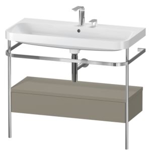 Duravit Happy D.2 Plus furniture washbasin combination HP4843E9292 97.5 x 49 cm, 2 tap holes, stone gray satin finish, with metal console