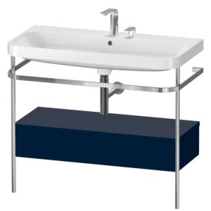 Combinaison lavabo pour meuble Duravit Happy D.2 Plus HP4843E9898 97,5 x 49 cm, 2 trous pour robinetterie, finition satinée bleu nuit, avec console en métal