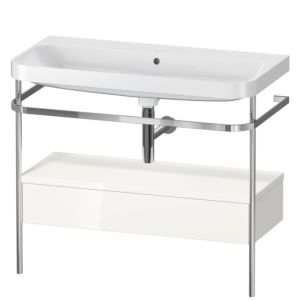 Duravit Happy D.2 Plus Möbelwaschtisch-Kombination HP4843N2222 97,5 x 49 cm, ohne Hahnloch, weiß hochglanz, mit Metallkonsole