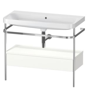 Duravit Happy D.2 Plus Möbelwaschtisch-Kombination HP4843N3636 97,5 x 49 cm, ohne Hahnloch, weiß seidenmatt, mit Metallkonsole