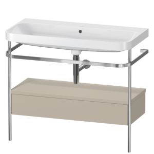 Duravit Happy D.2 Plus Möbelwaschtisch-Kombination HP4843N6060 97,5 x 49 cm, ohne Hahnloch, taupe seidenmatt, mit Metallkonsole