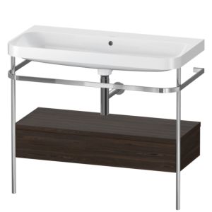 Duravit Happy D.2 Plus Möbelwaschtisch-Kombination HP4843N6969 97,5 x 49 cm, ohne Hahnloch, nussbaum gebürstet, mit Metallkonsole