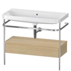 Duravit Happy D.2 Plus combinaison lavabo pour meuble HP4843N7171 97,5 x 49 cm, sans trou pour robinetterie, chêne méditerranéen, avec console en métal