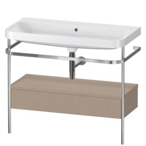 Duravit Happy D.2 Plus Möbelwaschtisch-Kombination HP4843N7575 97,5 x 49 cm, ohne Hahnloch, leinen, mit Metallkonsole