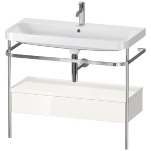 Duravit Happy D.2 Plus Möbelwaschtisch-Kombination HP4843O2222 97,5 x 49 cm, 1 Hahnloch, weiß hochglanz, mit Metallkonsole