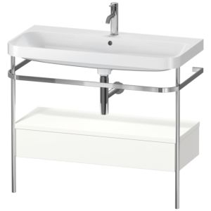 Duravit Happy D.2 Plus Möbelwaschtisch-Kombination HP4843O3636 97,5 x 49 cm, 1 Hahnloch, weiß seidenmatt, mit Metallkonsole