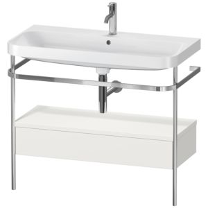 Duravit Happy D.2 Plus Möbelwaschtisch-Kombination HP4843O3939 97,5 x 49 cm, 1 Hahnloch, nordic weiß seidenmatt, mit Metallkonsole