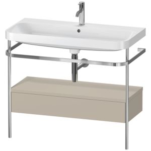 Duravit Happy D.2 Plus Möbelwaschtisch-Kombination HP4843O6060 97,5 x 49 cm, 1 Hahnloch, taupe seidenmatt, mit Metallkonsole
