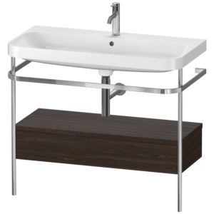 Combinaison lavabo pour meuble Duravit Happy D.2 Plus HP4843O6969 97,5 x 49 cm, 1 trou pour robinetterie, noyer brossé, avec console en métal