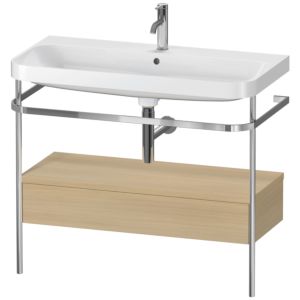 Duravit Happy D.2 Plus combinaison lavabo pour meuble HP4843O7171 97,5 x 49 cm, 1 trou pour robinetterie, chêne méditerranéen, avec console en métal