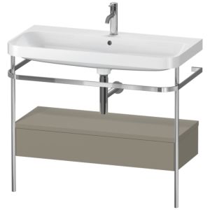 Duravit Happy D.2 Plus Möbelwaschtisch-Kombination HP4843O9292 97,5 x 49 cm, 1 Hahnloch, steingrau seidenmatt, mit Metallkonsole