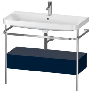Combinaison lavabo pour meuble Duravit Happy D.2 Plus HP4843O9898 97,5 x 49 cm, 1 trou pour robinetterie, finition satinée bleu nuit, avec console en métal