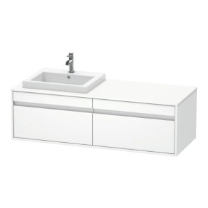 Duravit Ketho meuble sous-vasque KT6797L1818 140x55x42,6cm, Vasque encastrée , 2 coulissants, découpe à gauche, blanc mat