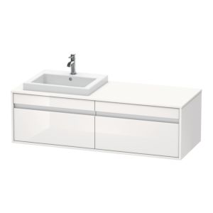Duravit Ketho vanity unit KT6797L2222 140x55x42.6cm, Built-in washbasin , 2 pull-outs, cut-out on the left, white high gloss