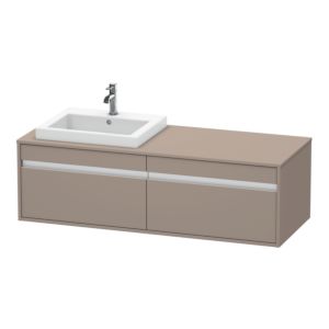 Duravit Ketho meuble sous-vasque KT6797L4343 140x55x42,6cm, Vasque encastrée , 2 coulissants, découpe à gauche, basalte mat