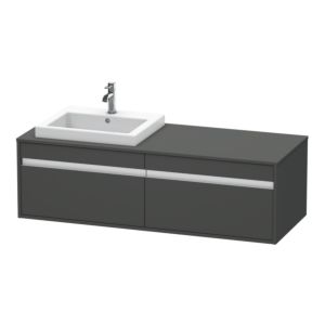 Duravit Ketho vanity unit KT6797L4949 140x55x42.6cm, Built-in washbasin , 2 pull-outs, cut-out on the left, matt graphite