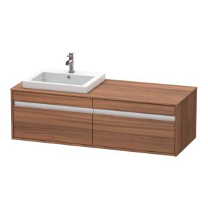 Duravit Ketho Waschtisch-Unterschrank KT6797L7979 140x55x42,6cm, Einbauwaschtische, 2 Auszüge, Ausschnitt links, nussbaum natur