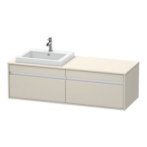 Duravit Ketho Waschtisch-Unterschrank KT6797L9191 140x55x42,6cm, Einbauwaschtische, 2 Auszüge, Ausschnitt links, Taupe