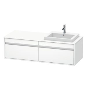 Duravit Ketho Waschtisch-Unterschrank KT6797R1818 140x55x42,6cm, Einbauwaschtische, 2 Auszüge, Ausschnitt rechts, weiß matt