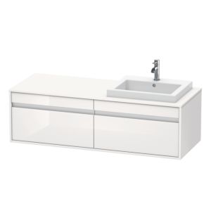 Duravit Ketho vanity unit KT6797R2222 140x55x42.6cm, Built-in washbasin , 2 pull-outs, cut-out on the right, white high gloss