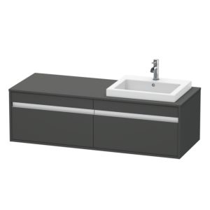 Duravit Ketho Waschtisch-Unterschrank KT6797R4949 140x55x42,6cm, Einbauwaschtische, 2 Auszüge, Ausschnitt rechts, graphit matt