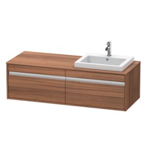 Duravit Ketho vanity unit KT6797R7979 140x55x42.6cm, Built-in washbasin , 2 pull-outs, cut-out on the right, natural walnut