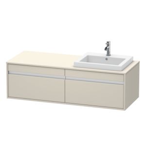 Duravit Ketho meuble sous-vasque KT6797R9191 140x55x42,6cm, Vasque encastrée , 2 coulissants, découpe à droite, Taupe