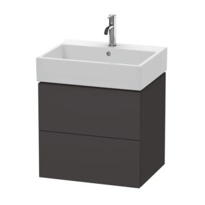 Duravit L-Cube vanity unit LC627508080 58.4x 45.9 cm, graphite super matt, 2 drawers, wall-hung