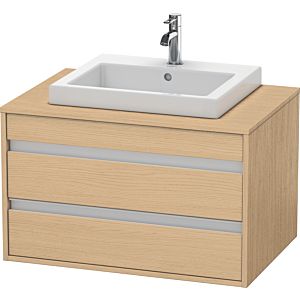 Duravit Ketho meuble sous-vasque KT675403030 80 x 55 cm, Eiche natur , pour lavabo encastré au milieu, 2 tiroirs