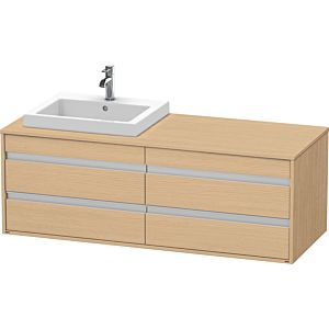 Duravit Ketho Waschtisch-Unterschrank KT6757L3030 140x55x49,6cm, für Einbauwaschtisch, 4 Schubkästen, Ausschnitt links, Eiche natur