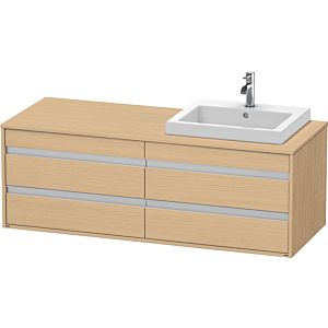 Duravit Ketho meuble sous-vasque KT6757R3030 140x55x49,6cm, pour vasque à encastrer, 4 tiroirs, découpe à droite, Eiche natur