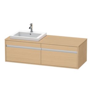 Duravit Ketho meuble sous-vasque KT6797L3030 140x55x42,6cm, Vasque encastrée , 2 coulissants, découpe à gauche, Eiche natur