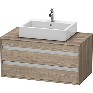 Duravit Ketho Waschtisch-Unterschrank KT665503535 100 x 42,6 x 55 cm, Eiche terra, für Aufsatzbecken mittig, 2 Schubkästen